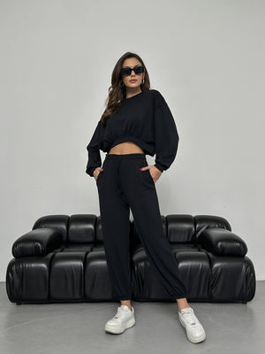 Siyah Modal Sweat Pantolon Takım