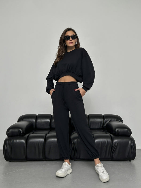 Siyah Modal Sweat Pantolon Takım