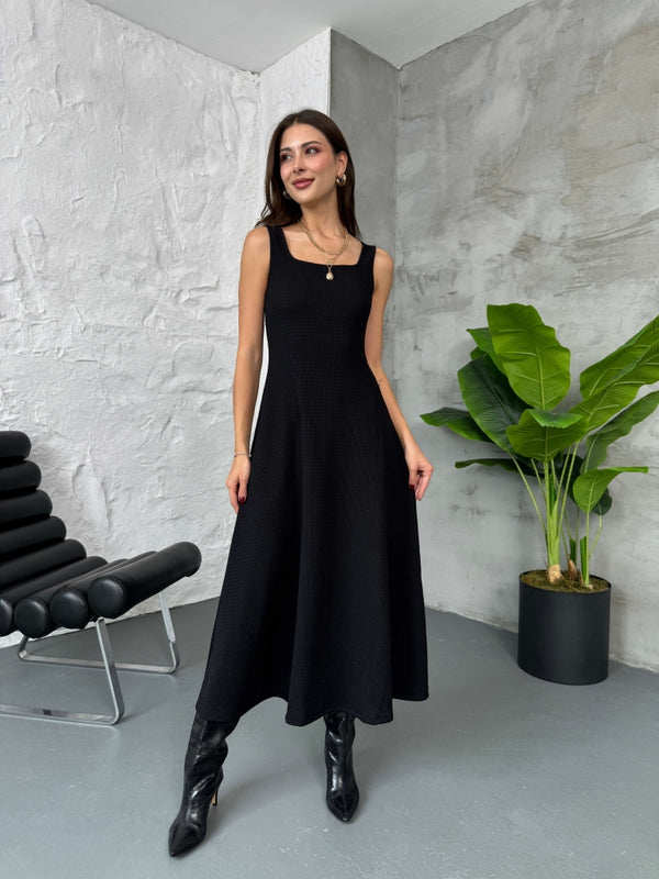 Siyah Bluzlu Elbise İkili Takım 7634-Siyah