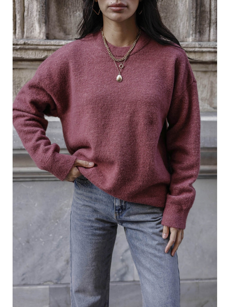 Gül Kurusu Bisiklet Yaka Yumoş Kazak 2373-GÜL KURUSU