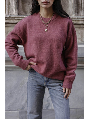 Gül Kurusu Bisiklet Yaka Yumoş Kazak 2373-GÜL KURUSU