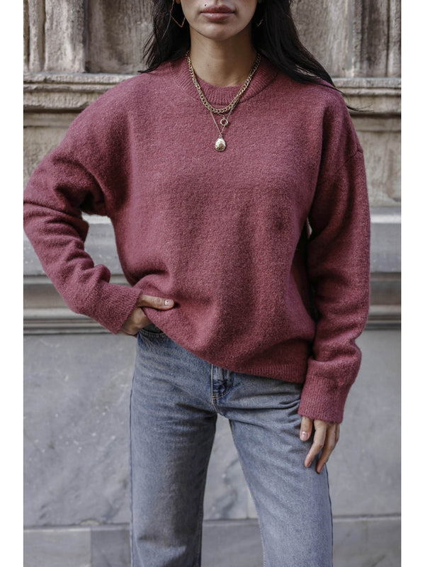 Gül Kurusu Bisiklet Yaka Yumoş Kazak 2373-GÜL KURUSU