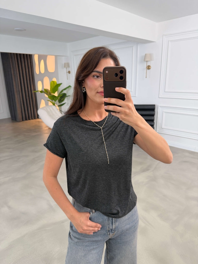 Siyah Simli Tshirt 26276-Siyah