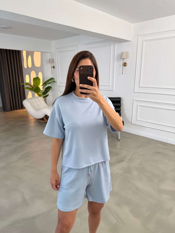 Bebe Mavi Orj Marka Şortlu Modal Takım 1024-Bebe Mavi