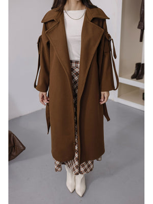 Kahverengi Kolları Cep Detaylı Premium Kaban 20101-Kahverengi