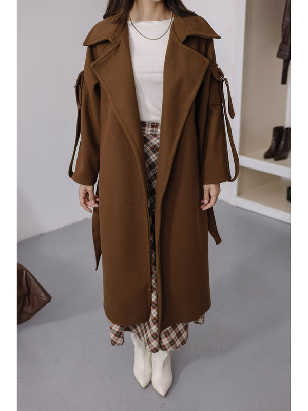 Kahverengi Kolları Cep Detaylı Premium Kaban 20101-Kahverengi