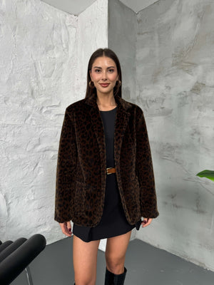Leopar Kürklü Premium Blazer Ceket