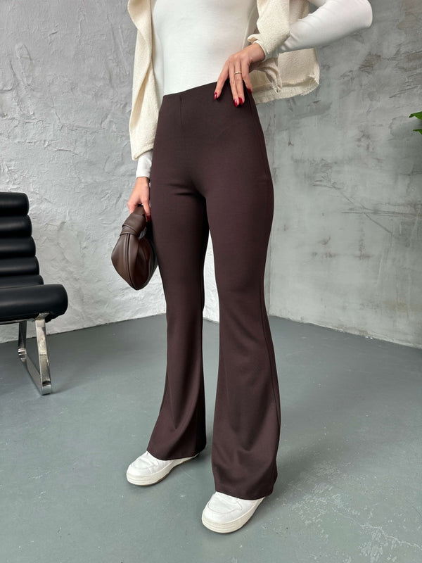 Kahve İspanyol Paça Tayt 251001-KAHVE