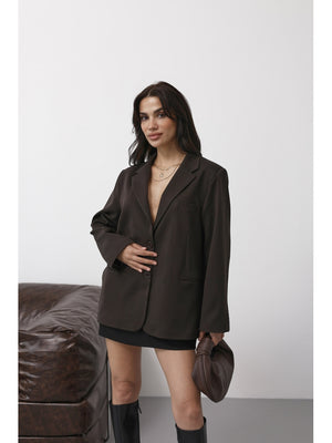 Kahverengi Çift Düğmeli Blazer Ceket EY261001-Kahverengi