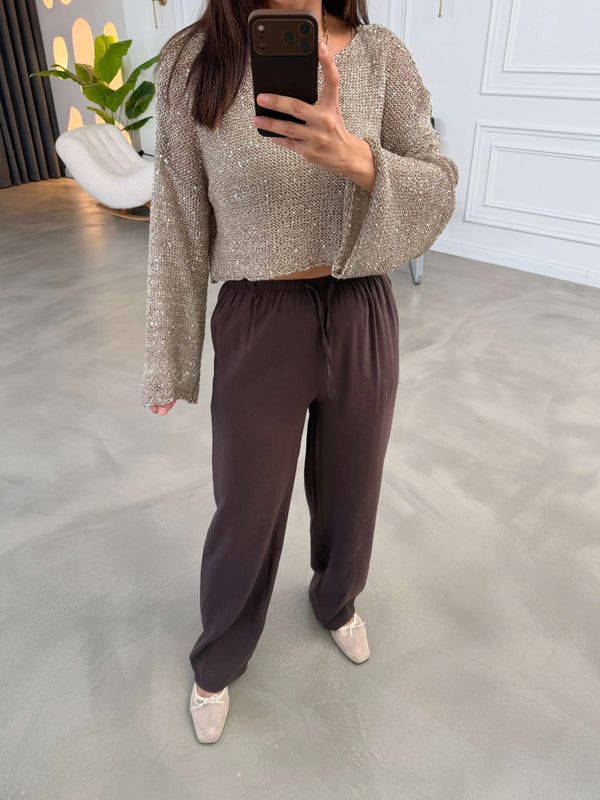Kahve Orj Marka Tencel Pantolon 8002-Kahve