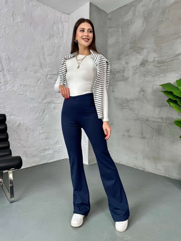 Lacivert  İspanyol Paça Tayt 251001-LACİVERT