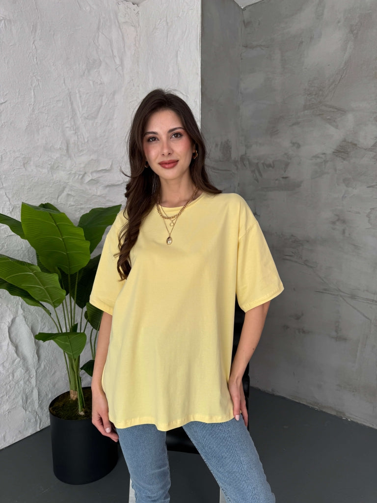Sarı Oversize Basic Tshirt