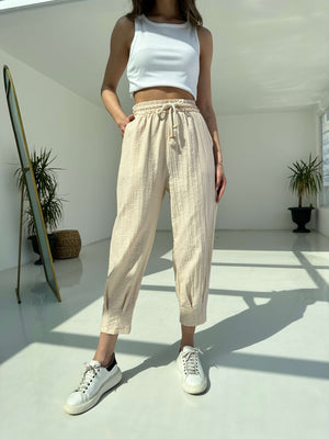 Taş Paça Pilili Pantolon 50455-TAŞ