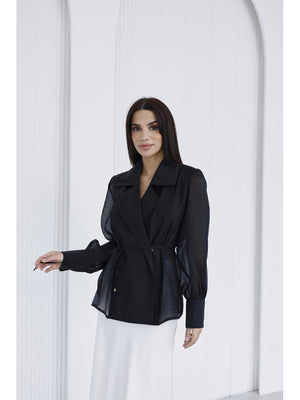 Siyah Vatkalı Tencel Gömlek EY-5029-SİYAH