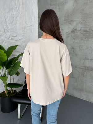 Bej Oversize Basic Tshirt EY002-BEJ