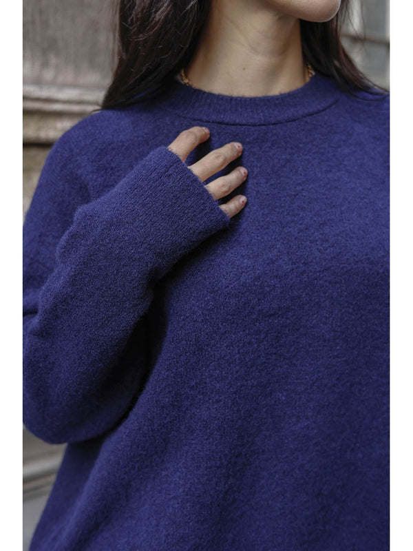 Lacivert  Bisiklet Yaka Yumoş Kazak 2373-Lacivert