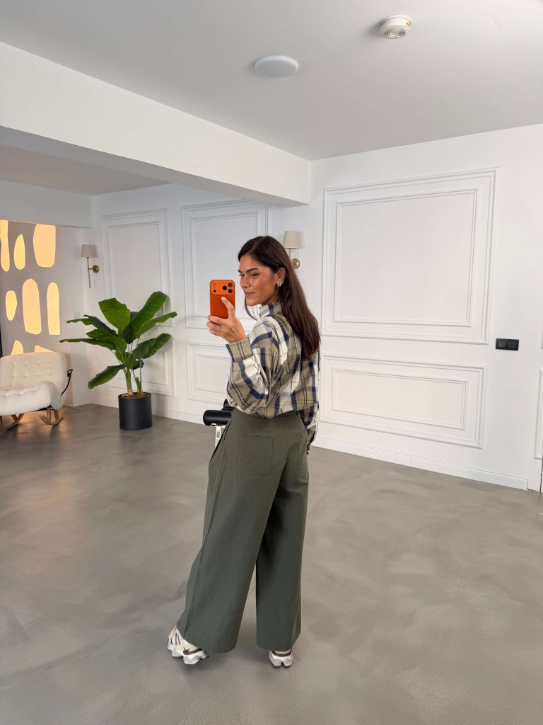 Haki Cep Detaylı Kuşaklı Pantolon 51265-Haki
