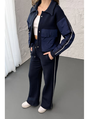 Lacivert Paraşüt Cepli Şardonlu Takım 1912-Lacivert