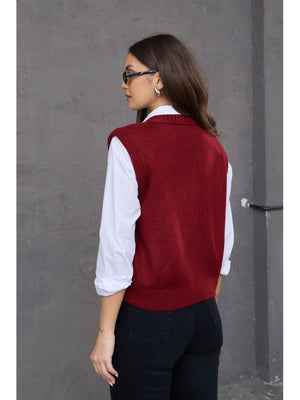 Bordo V Yaka Süveter