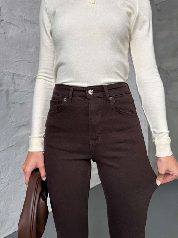 Kahverengi İspanyol Paça Jean G2106-KaAHVE