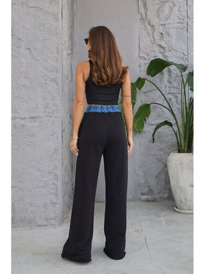 Siyah Jean Detaylı Pantolon