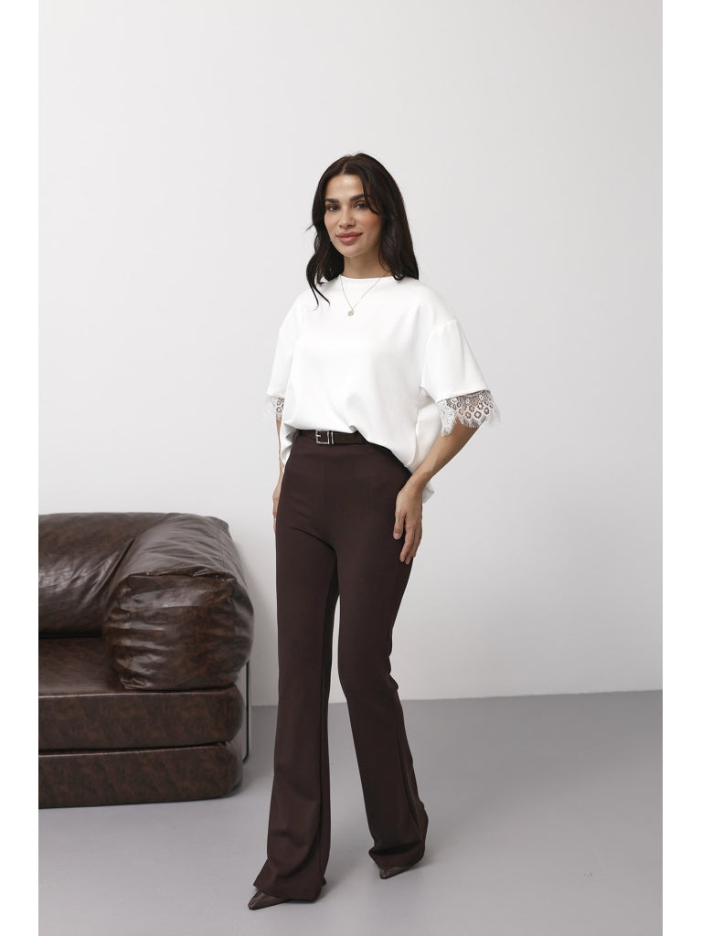 Kahverengi Kemerli İspanyol Pantolon 0099-Kahverengi