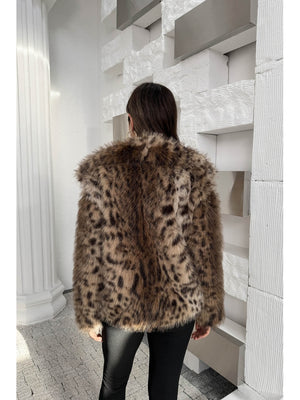 Leopar Desenli Suni Kürk Kaban 250725
