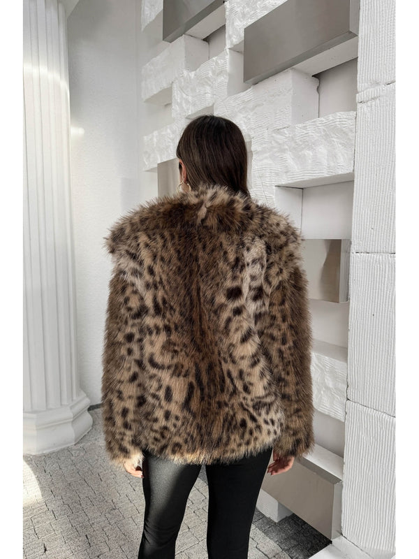 Leopar Desenli Suni Kürk Kaban 250725