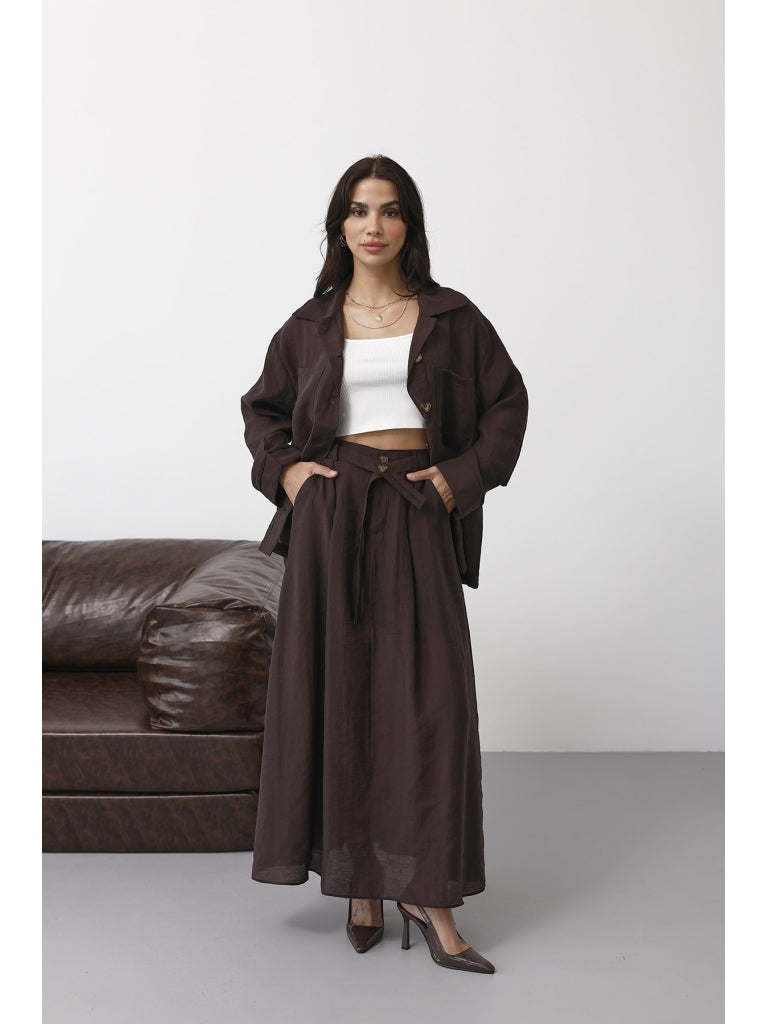 Kahverengi Dört Cepli Etekli Takım 8130-Kahverengi