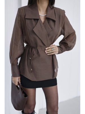 Kahve Vatkalı Tencel Gömlek EY-5029-KAHVE