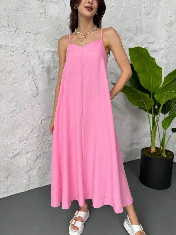 Pembe Askılı Elbise