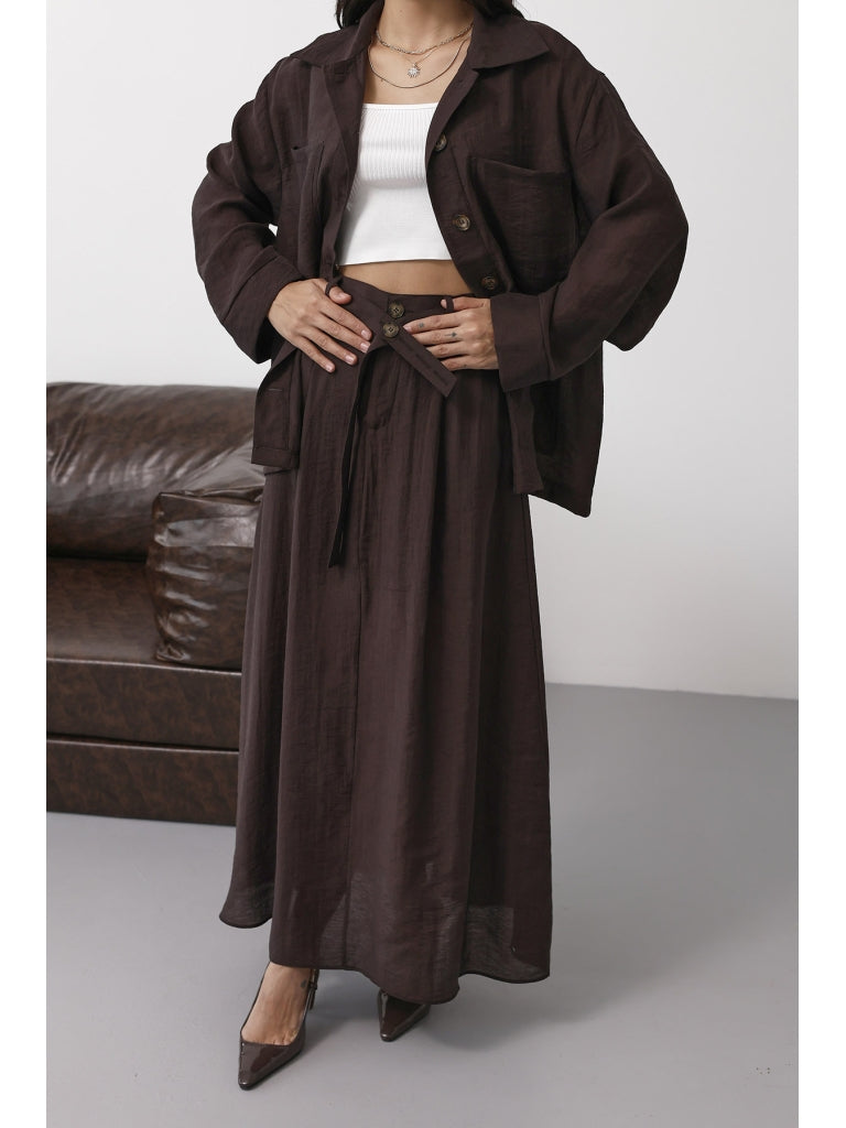 Kahverengi Dört Cepli Etekli Takım 8130-Kahverengi