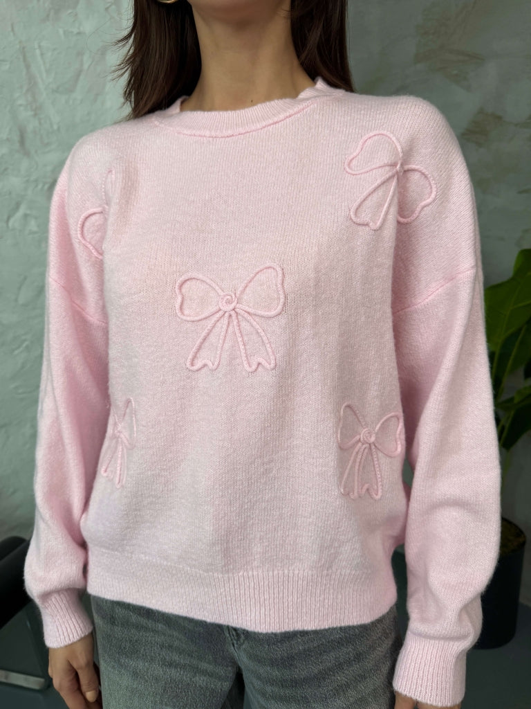 Pembe Fiyonk Detaylı Triko Kazak