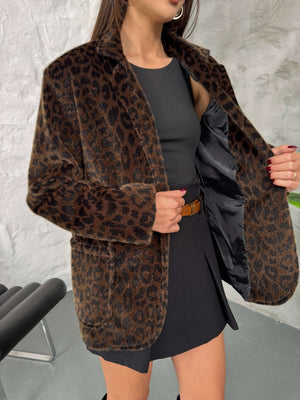 Leopar Kürklü Premium Blazer Ceket