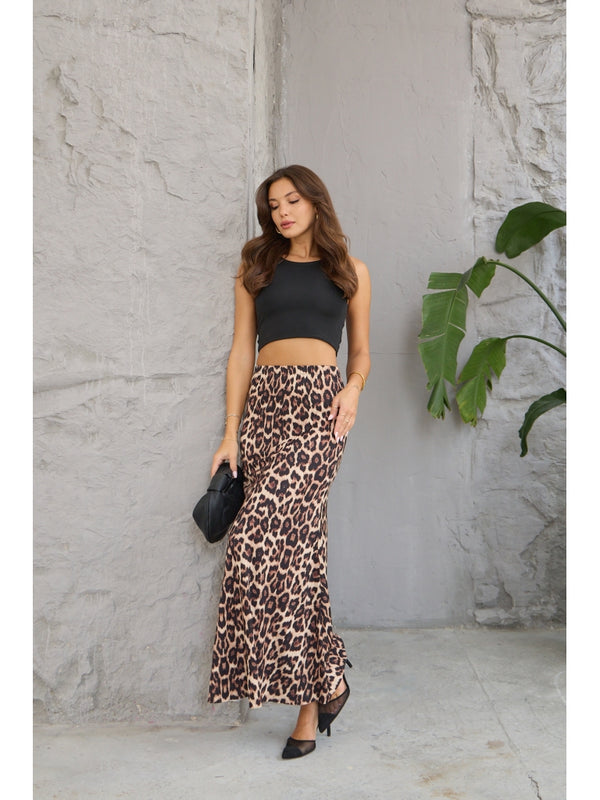 Leopar Desen Maksi Etek