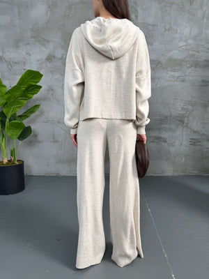 Taş Kapşanlu Çift Fermuarlı Takım 0091-TAŞ