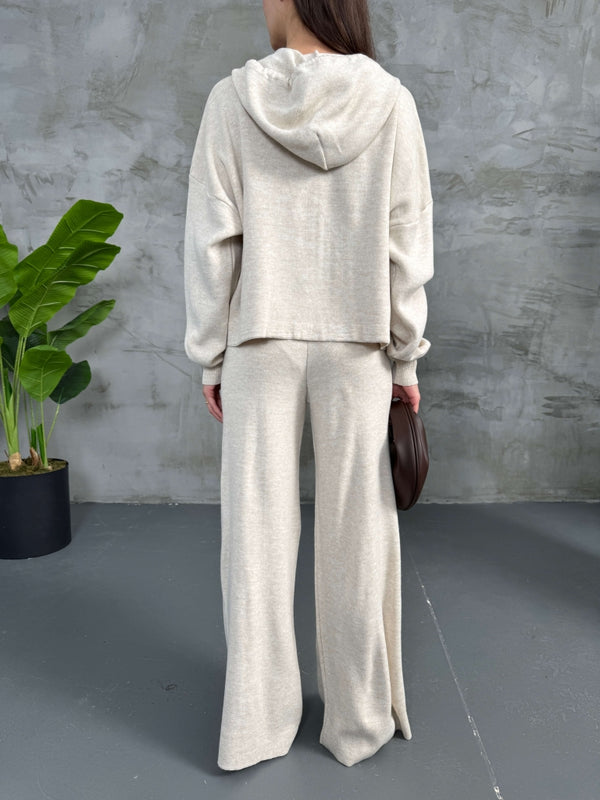 Taş Kapşanlu Çift Fermuarlı Takım 0091-TAŞ