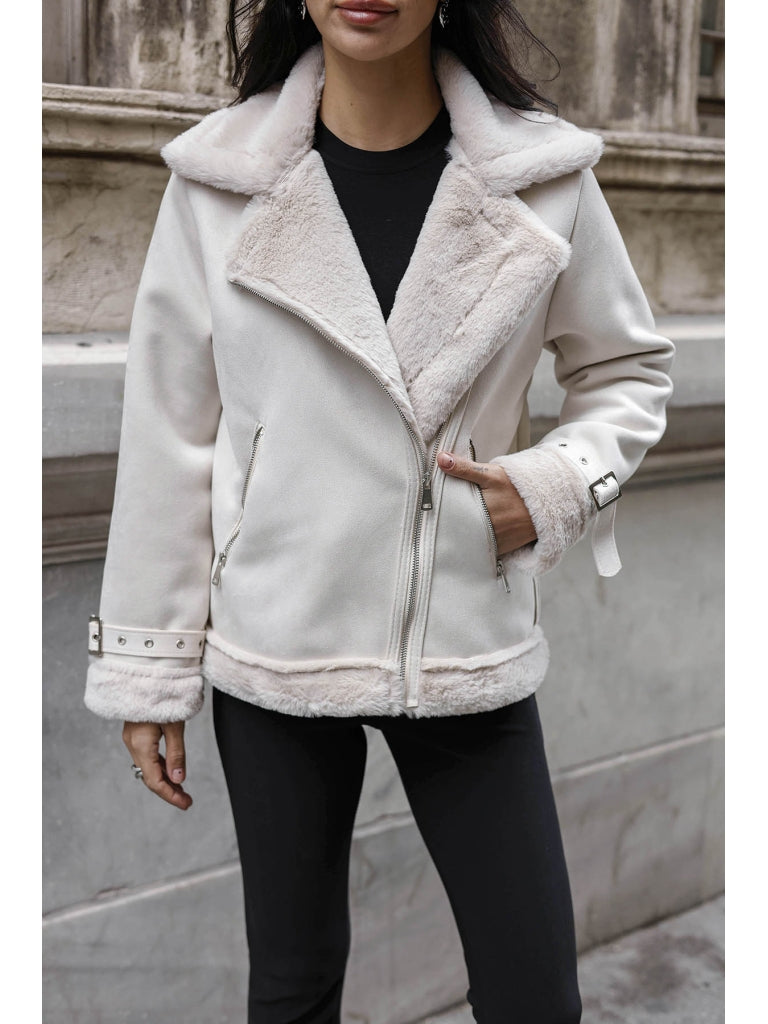 Taş Kürk Detaylı Nubuk Mont AK2292-Taş