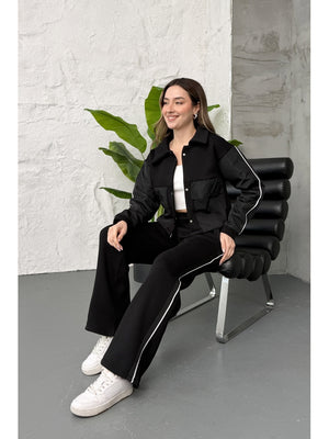 Siyah Paraşüt Cepli Şardonlu Takım 1912-Siyah