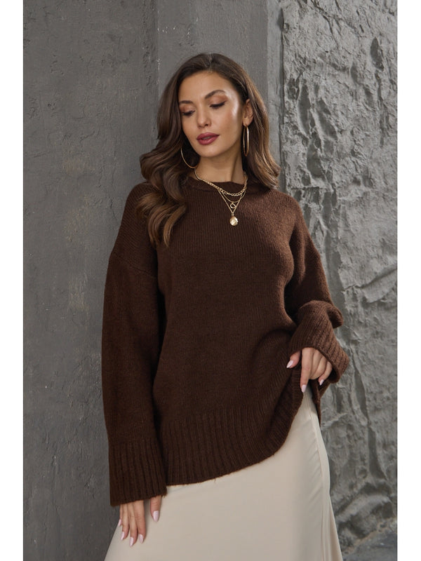 Kahve Bisiklet Yaka Oversize Kazak