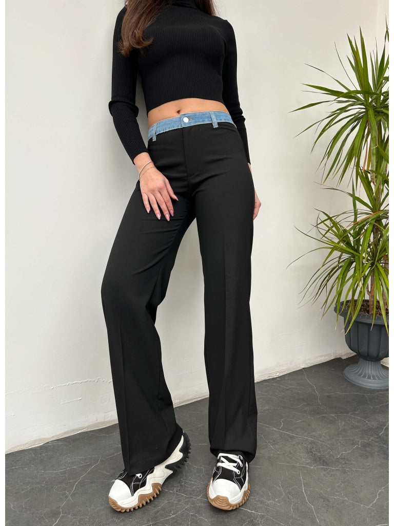 Beli Jean Detaylı Palazzo Pantolon