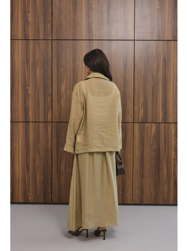 Olive Dört Cepli Etekli Tencel Takım 8130-Olive