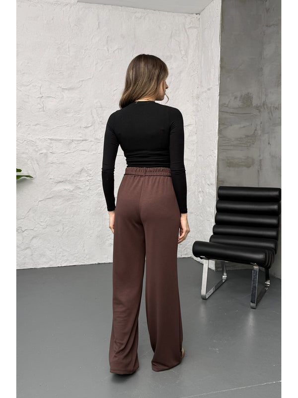 Kahve  Kordonlu Modal Pantolon 8009-KAHVE
