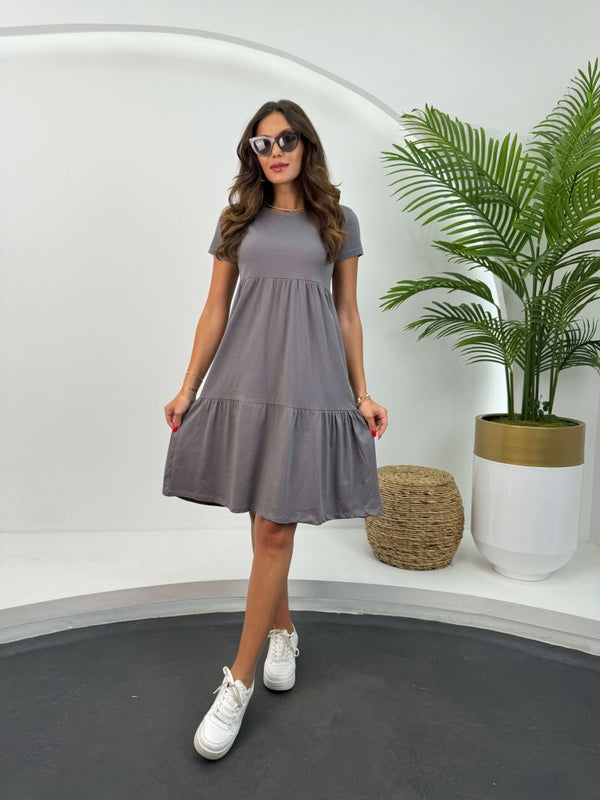 Antrasit Basic Elbise EY7580-Antrasit