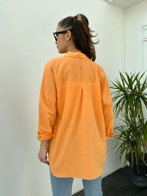 Orange Oversize Poplin Gömlek
