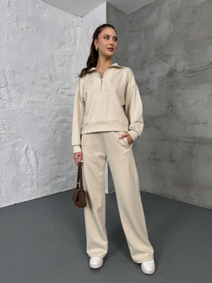 Taş Paraşüt Şeritli Fermuarlı Scuba Takım 2624-Taş