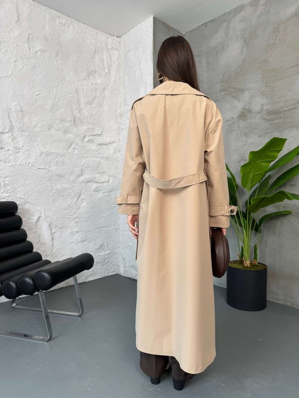 Camel Kuşaklı Maxi Trenç