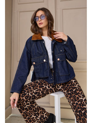 Kadife Yaka Denim Ceket