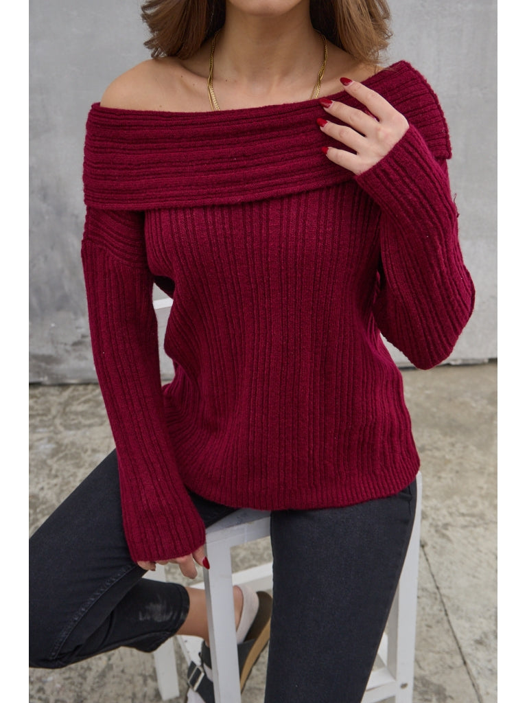 Bordo Degaje Yaka Fitilli Kazak