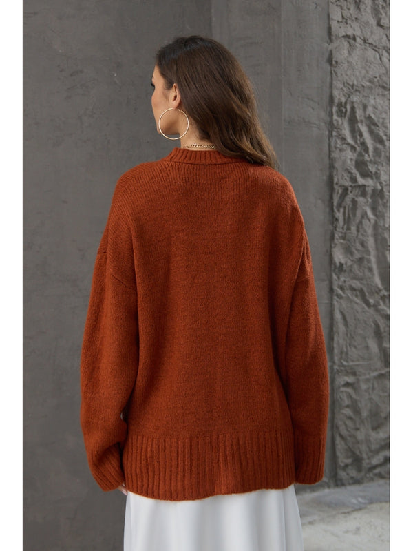 Kiremit Bisiklet Yaka Oversize Kazak